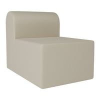 Beige modular chair with a sleek, minimalist design and soft, textured fabric finish.