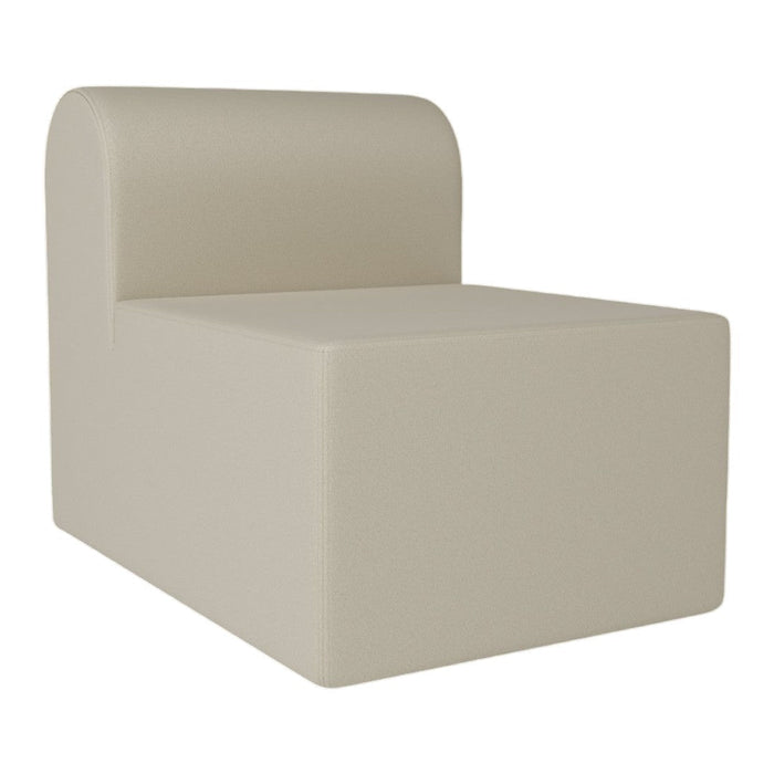 Beige modular chair with a sleek, minimalist design and soft, textured fabric finish.