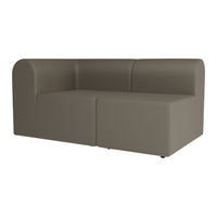Brown textured two-piece sofa with rounded arms and a modern design. Ideal for stylish living spaces.