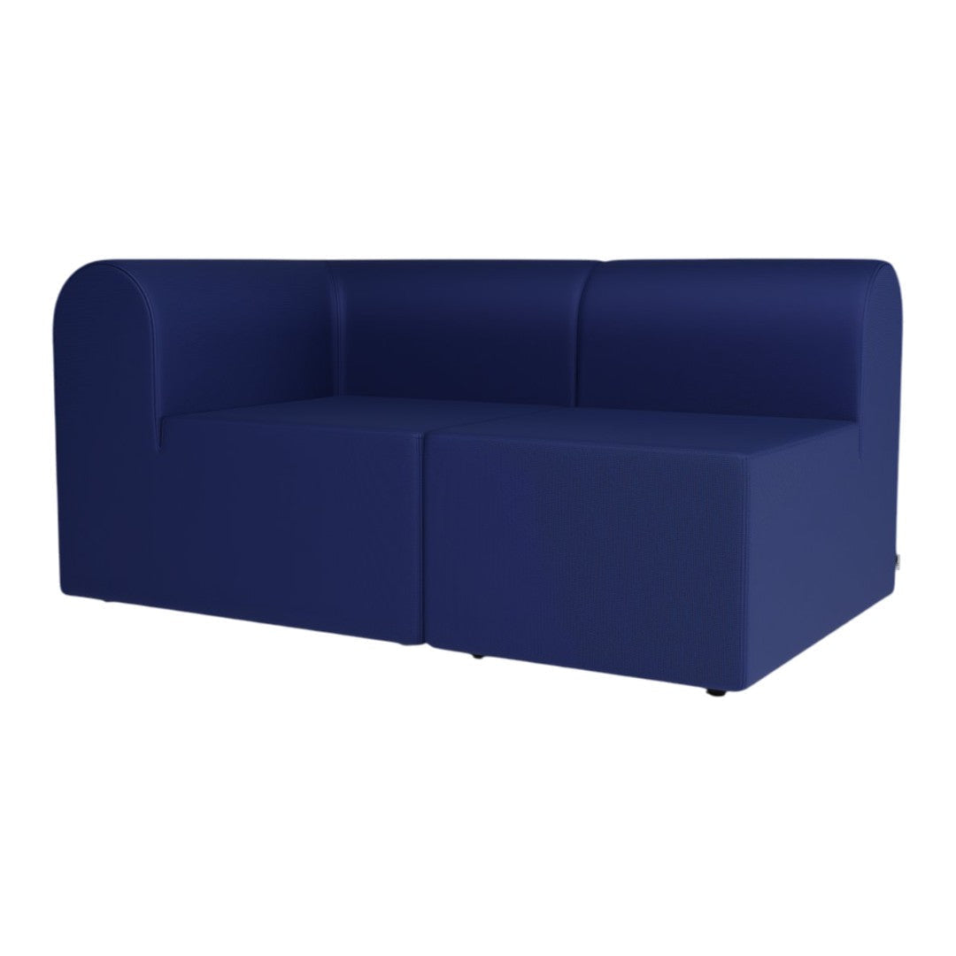 Navy blue sectional sofa with a smooth texture and modern, minimalist design. Perfect for contemporary living spaces.
