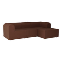 Cozy brown sectional sofa with a smooth texture and modern design, perfect for any living space.