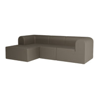 Stylish brown upholstered sectional sofa with sleek lines and a modern textured finish. Perfect for contemporary spaces.