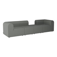Gray modular sofa with smooth fabric and rounded edges, perfect for modern living spaces.