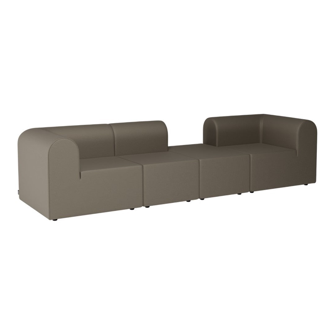 Modern modular sofa in warm taupe with soft, textured fabric and minimalist design. Ideal for chic living spaces.