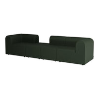 Stylish dark green modular sofa with a smooth, minimalist design, featuring rounded edges and no visible patterns.