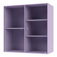 Purple ribbed storage cabinet with two shelves and a modern design, ideal for stylish organization.