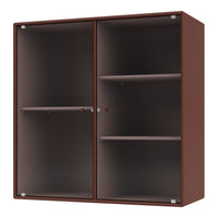 Brown ribbed glass-door cabinet with sleek lines and modern finish. Stylish storage solution for any space.