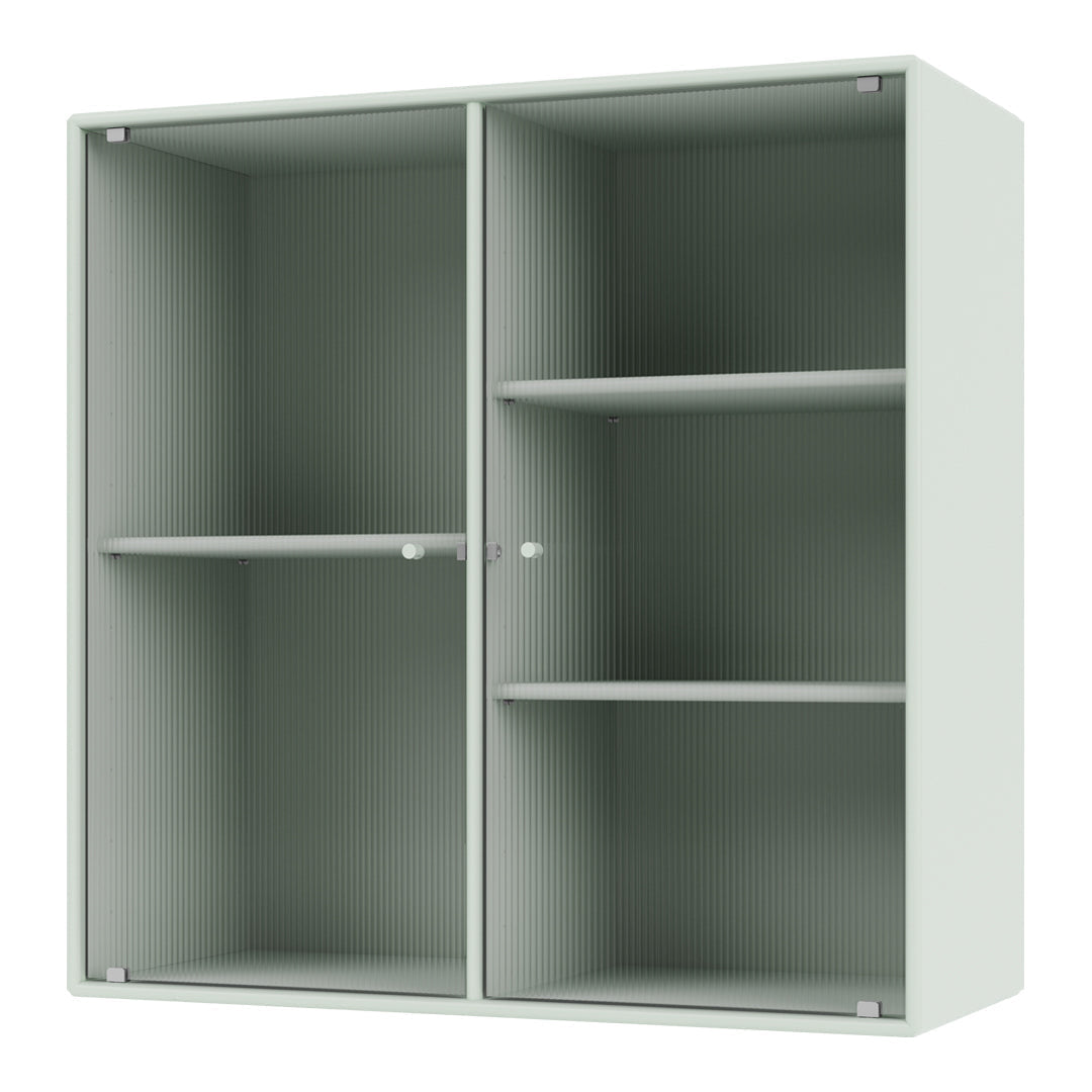 Light green shelving unit with ribbed texture and smooth finish, ideal for stylish storage solutions.