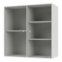 Light gray cabinet featuring a subtle ribbed texture, with two sections and adjustable shelves. Perfect for modern spaces.