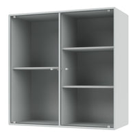 Grey vertical ribbed storage cabinet with smooth edges and multiple shelves for functional organization.
