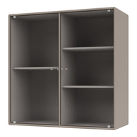 Beige storage cabinet with a ribbed texture and open shelves, ideal for modern decor.