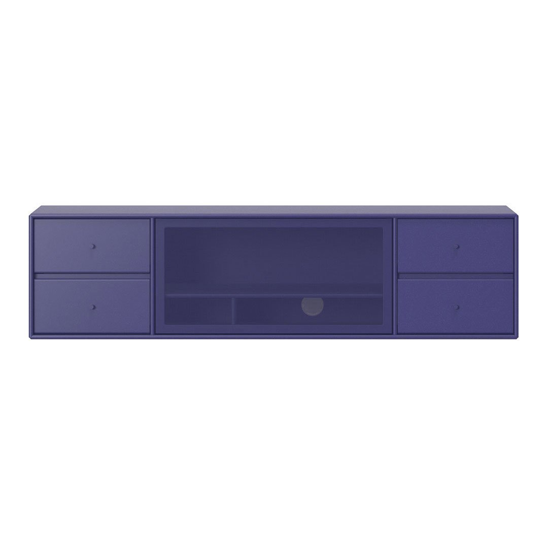 SI14 Classic TV Module - 1 Perforated Door, 4 Lacquered Drawers
