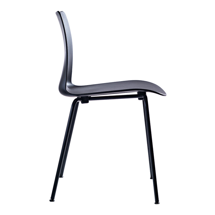Sleek black chair with a smooth, minimalist design; perfect for contemporary spaces.