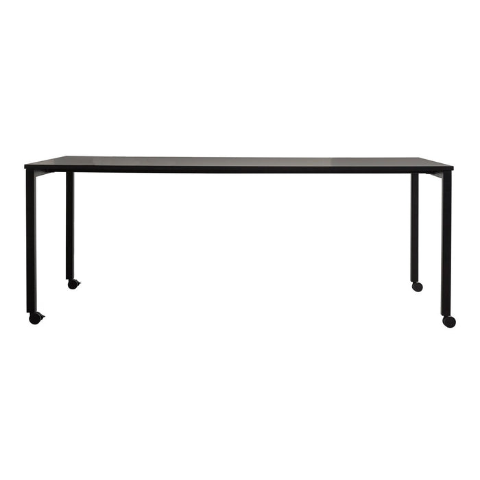 Sleek black metal frame with a minimalist glass top for a modern, stylish look. Perfect for any contemporary space.
