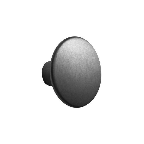 Matte black round cabinet knob with a smooth, brushed finish, perfect for modern decor.