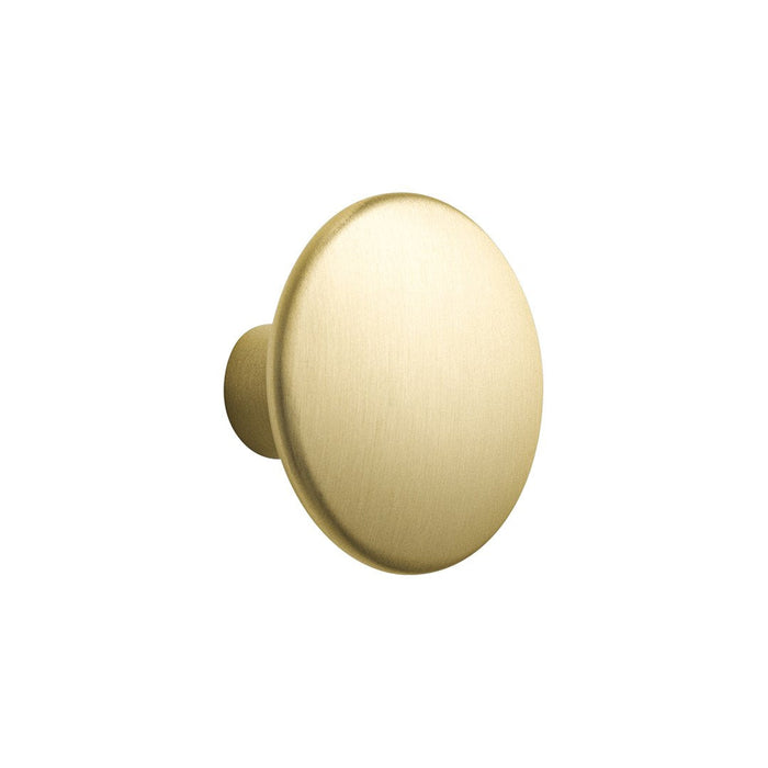 Satin brass round knob with a smooth, brushed finish, perfect for modern home decor.
