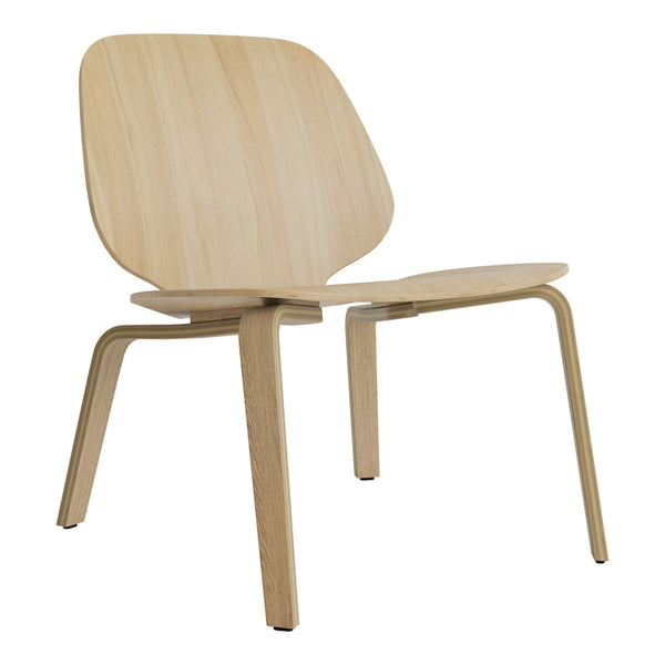 Light wood chair with a smooth, natural finish and minimalist design, featuring organic curves and clean lines.