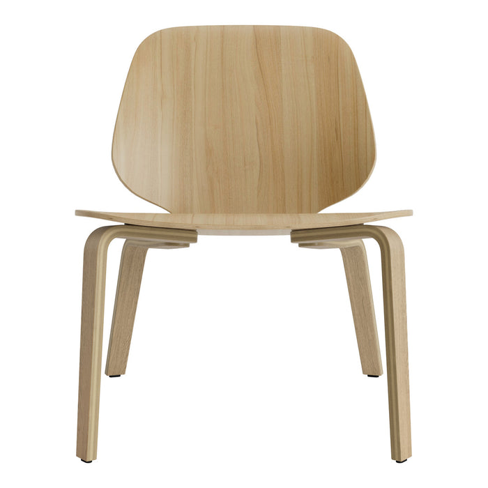 Light natural wood chair with a smooth, minimalist design and curved backrest. Perfect for modern decor.