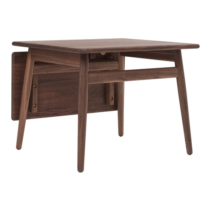 Mid-century modern desk in rich walnut finish with clean lines and a minimalist design. Features a solid wood frame.