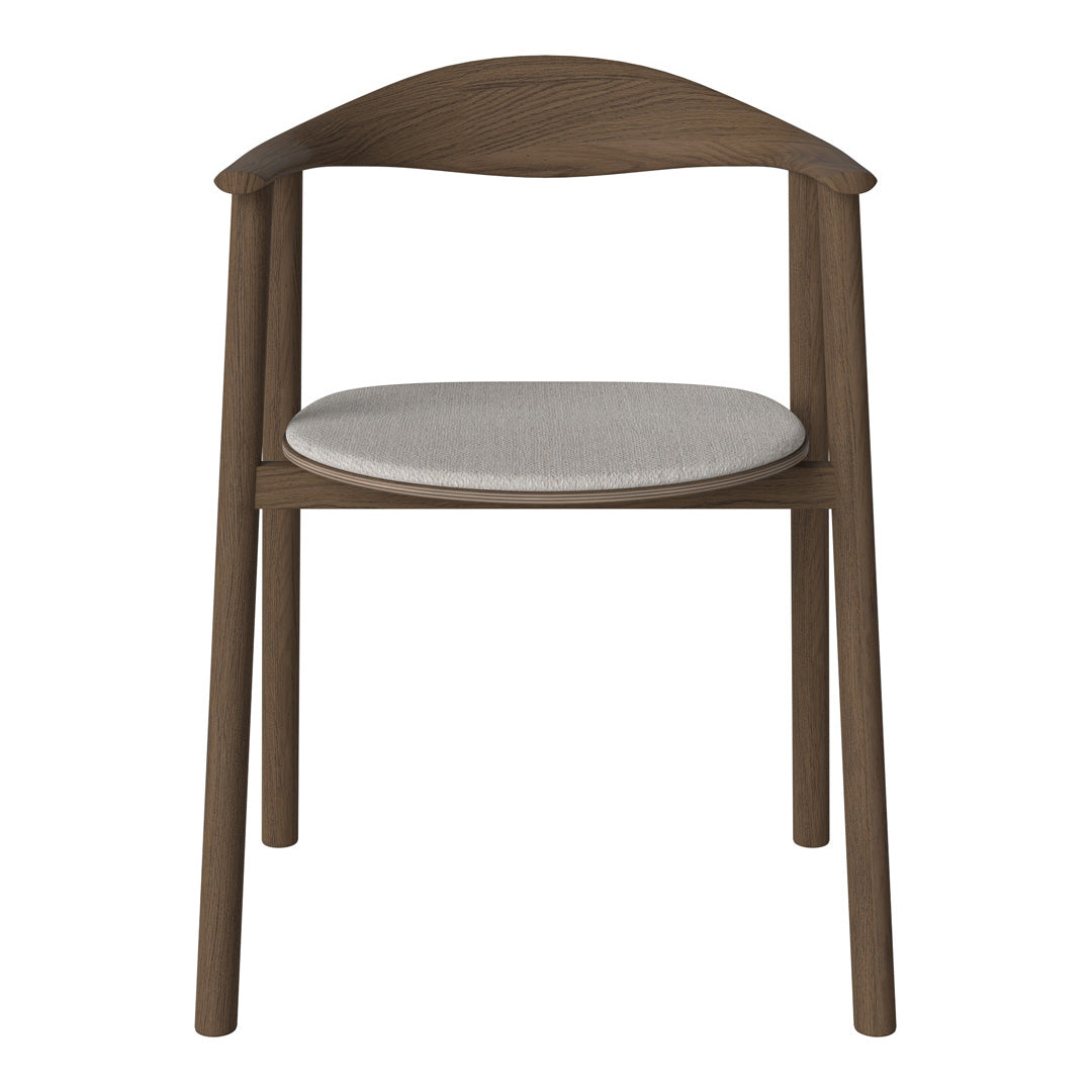 Wooden chair with a dark brown finish and a light beige upholstered seat for a stylish contrast.