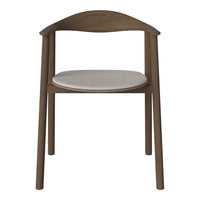 Wooden chair with a dark brown finish and a light beige upholstered seat for a stylish contrast.