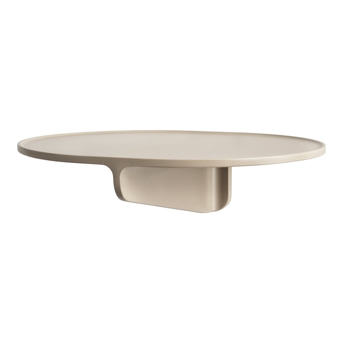 Round beige shelf with a smooth finish and minimalist design, perfect for modern decor.