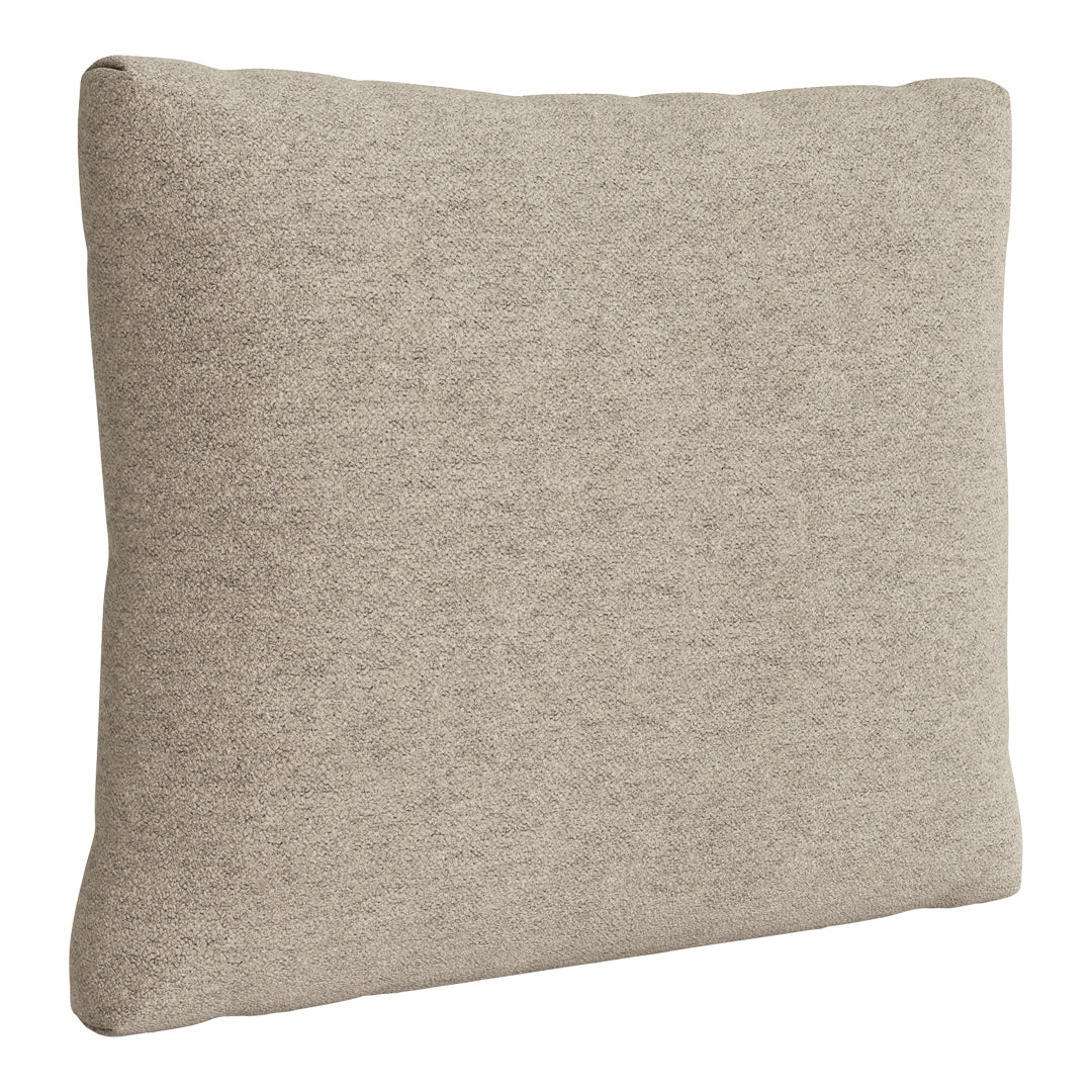 Textured beige throw pillow with a subtle heathered pattern, perfect for a cozy home decor touch.