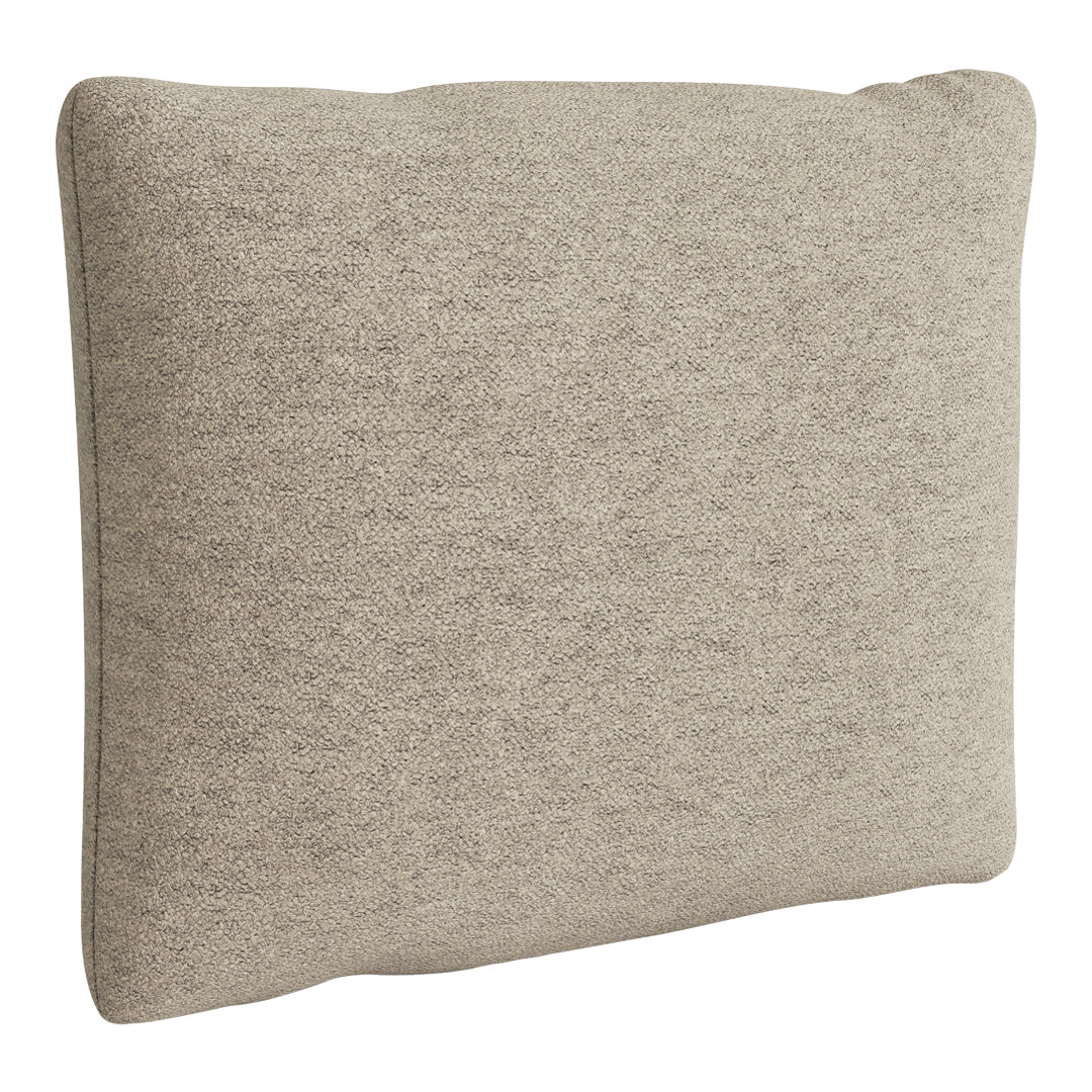Neutral beige pillow with a subtle, textured pattern. Ideal for versatile home decor.