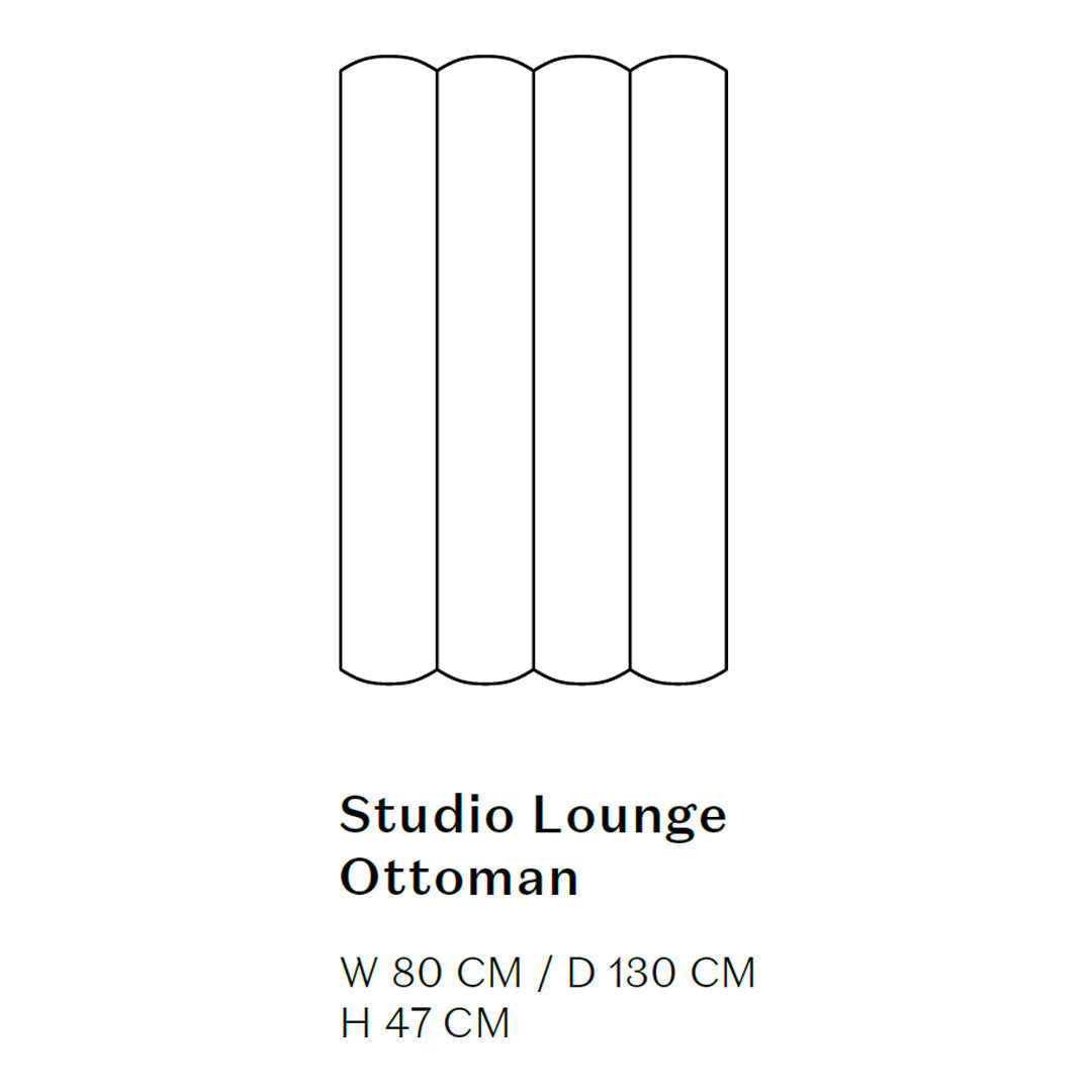 "Studio Lounge Ottoman in neutral tones with a smooth, minimalist design."