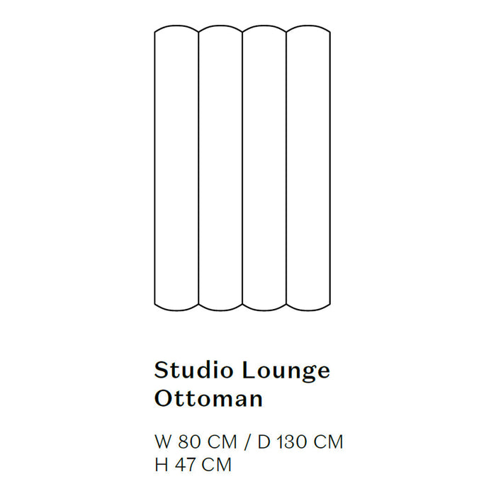 "Studio Lounge Ottoman in neutral tones with a smooth, minimalist design."