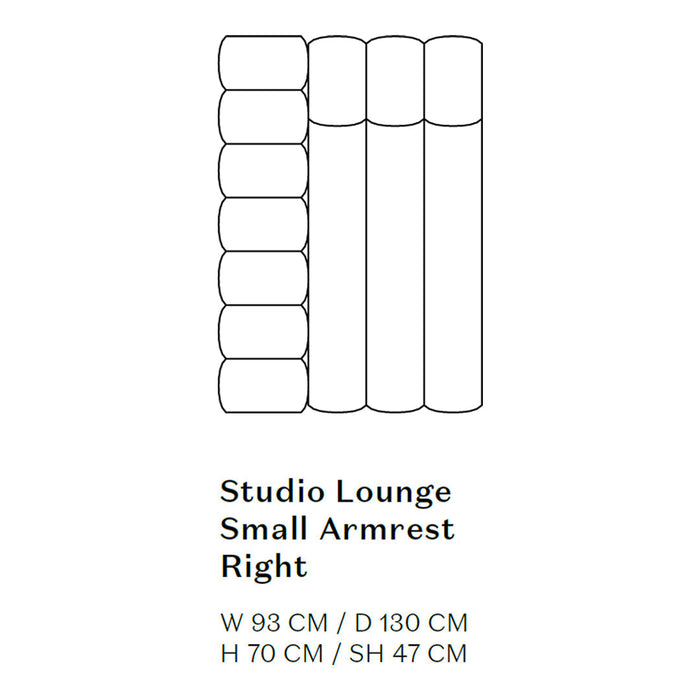 Minimalist outline of a right-facing small armrest lounge sofa, featuring soft curves and neutral color palette.