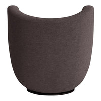 Curved brown upholstered chair with a smooth, solid pattern and minimalist design. Ideal for modern interiors.