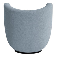 Round gray upholstered chair with a smooth texture and minimalist design, featuring a subtle blend of light and dark tones.