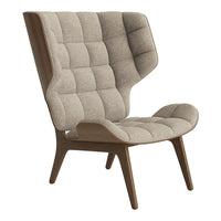 Beige tufted fabric chair with a minimalist design and wooden legs, offering a modern aesthetic for stylish interiors.