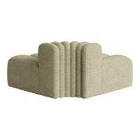 Light beige corner sofa with plush, curved lines and a textured fabric design showcasing modern elegance.