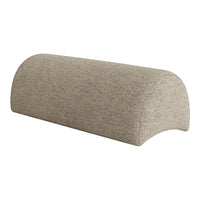 Beige curved bolster pillow with subtle texture, offering a modern and minimalist aesthetic for home decor.