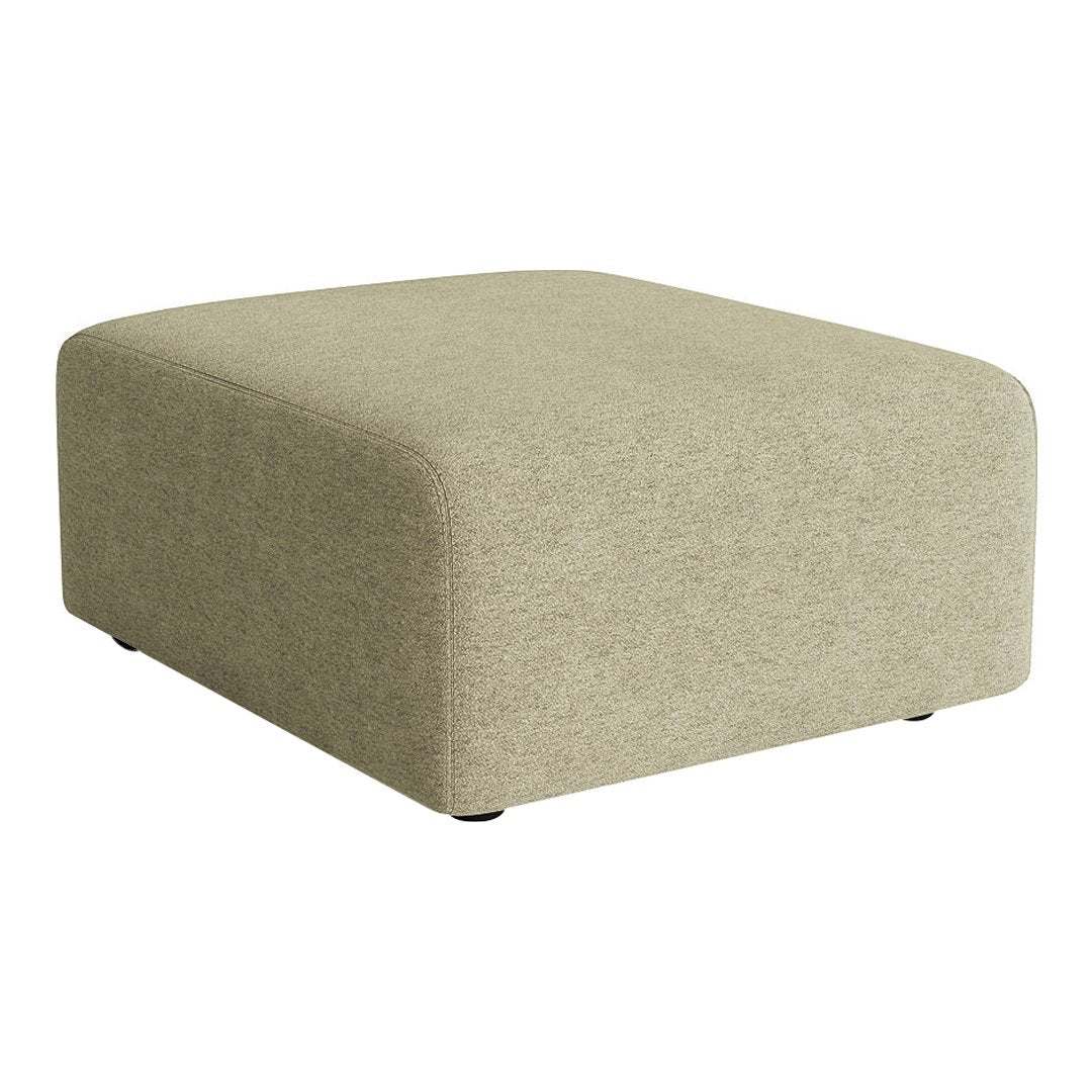 Light beige square ottoman with a smooth, textured finish, perfect for modern decor.