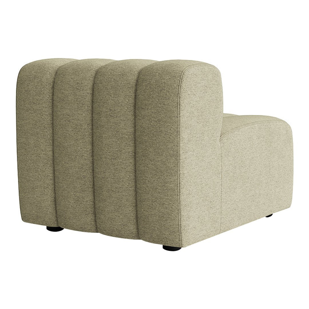 Tan textured fabric with curved, ribbed patterns in a minimalist design. Perfect for contemporary living spaces.