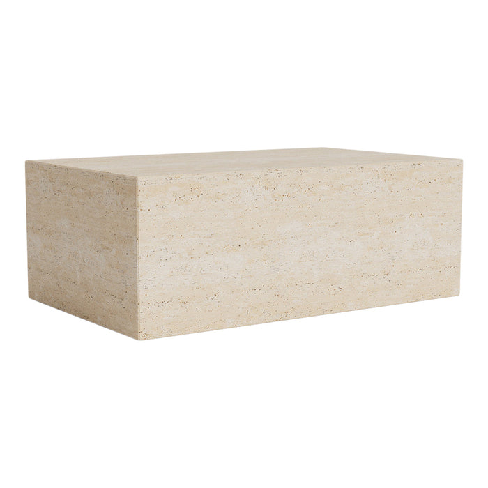 Beige rectangular block with a smooth, uniform surface and subtle texture. Minimalistic and modern design.