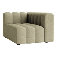 Light beige modular sofa with a textured, ribbed pattern and cushioned seat. Ideal for modern living spaces.