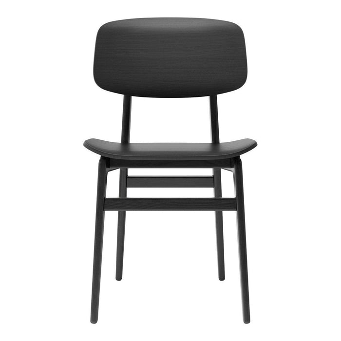 Sleek black chair with a smooth, minimalistic design and no visible patterns for modern decor.