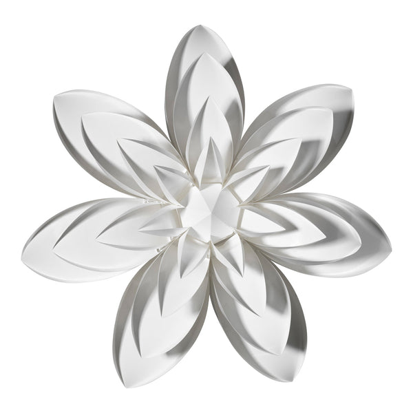 Elegant white floral design with layered petal patterns, showcasing a glossy finish and intricate detailing.