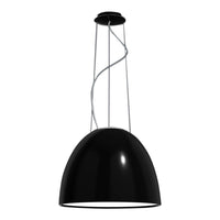 Sleek black dome pendant light with minimalist silver wiring for a modern aesthetic.