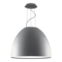 Sleek silver pendant lamp with smooth metallic finish and a minimalist design. Perfect for modern decor.