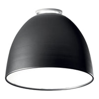 Black dome pendant lamp with a smooth, matte finish and metallic interior edge for added contrast.
