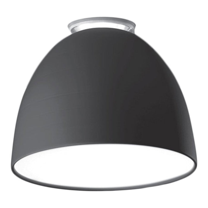 Sleek black dome pendant light with a smooth finish and a white interior for bright illumination.