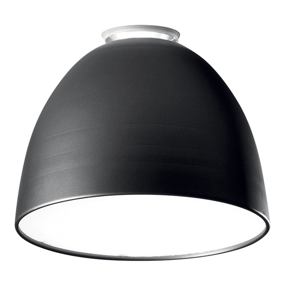 Black dome pendant light with a smooth matte finish and contrasting white interior for enhanced brightness.