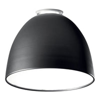 Black dome pendant light with a smooth matte finish and contrasting white interior for enhanced brightness.