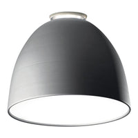Gray dome-shaped pendant lamp with a smooth finish and white interior, ideal for modern decor.