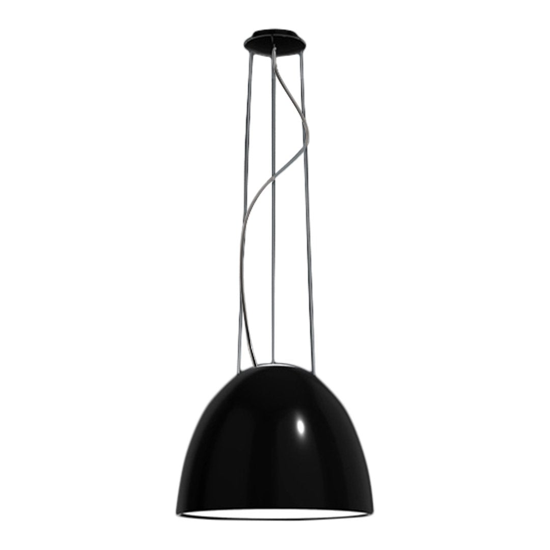 Black pendant lamp with a sleek, modern design and twisted steel cables, perfect for contemporary interiors.